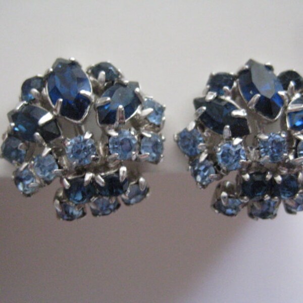 Unsigned Beauties Screwbacks Montana Sapphire and Light Sapphire in Silver Plated Brass