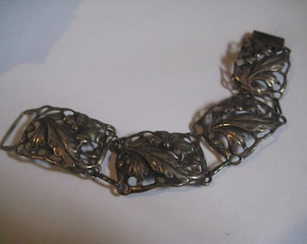 DANECRAFT FELCH STERLING 4 Links Floral Bracelet Probably 1930s