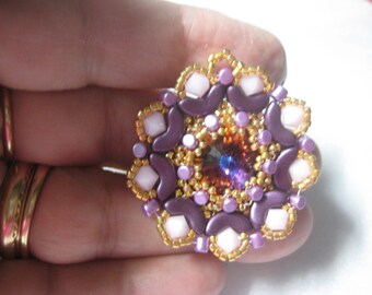 Seed Bead Pendants with Arcos Minos Disc Duo Crescent and Bicone Beads