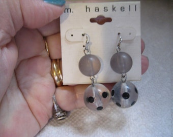 M Haskell Polka Dot Drop Pierced Wire Earrings Vintage And Mint on Card