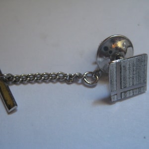 Square Shaped Tie Tack in Sterling Silver with DB Mark