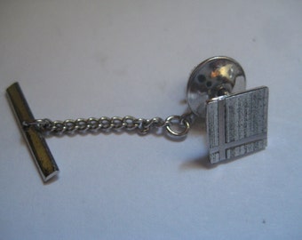 Square Shaped Tie Tack in Sterling Silver with DB Mark