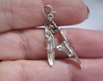 Sterling Vintage Skis and Shoes Charm with Clasp Put on your Ski Jacket