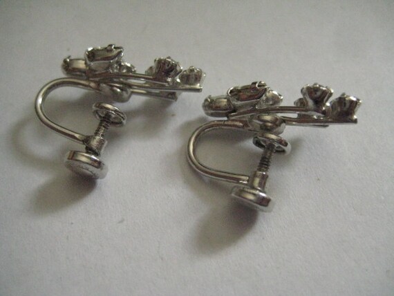 Vintage Sterling and Crystal  Screwback Earrings … - image 2