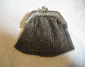 GERMANY Silver Chain Maille Change Purse 40s Needs Repair