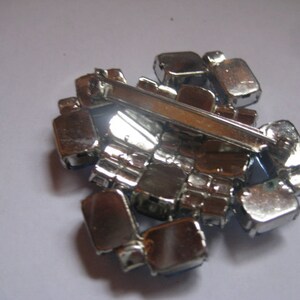 Light Sapphire Octagons and Chatons in Square Shaped Vintage Brooch image 2