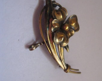 1/20th 12K Gf CARL ART Floral Pin/Pendant or Watch Pin in Vermeil