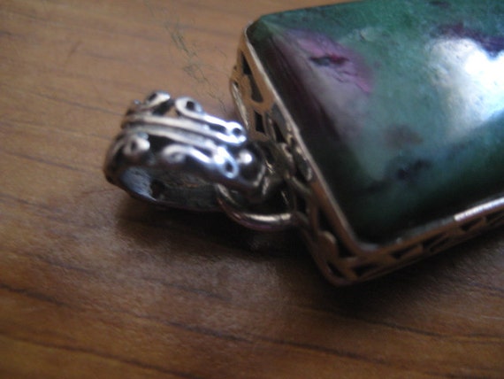 Ruby in Zoisite Rectangular Stone in Sterling Sil… - image 5