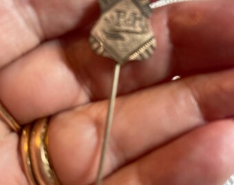 Victorian Shield Shaped Stickpin Engraved P of H