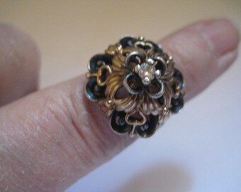 Princess Michaela Von Habsburg MVH Crown Jewels Ring with Topaz and Amethyst Gripoix Stones and Amethyst Crystal Drops