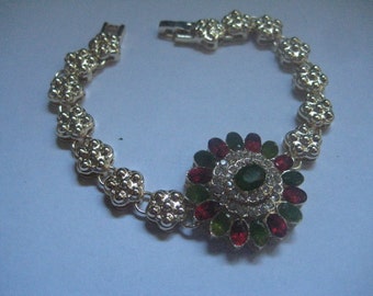 Discontinued MMA Russian Imperial Jeweled Glass Bracelet with Flower Links No Russian Gold