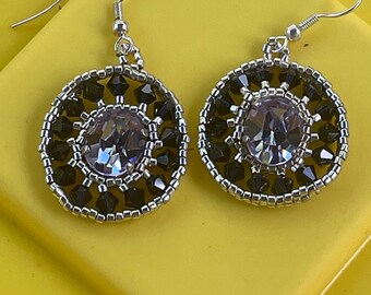Alexandrite and Indigo Pierced Wire Earrings Designed by ME in the French Style
