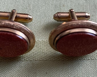 ANSON Goldstone Oval Bullet Back Cufflinks from The 60s