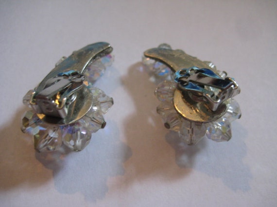 40s Cluster Style Clipback Earrings with Faceted … - image 3