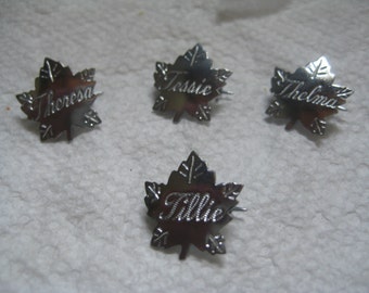 Liberty Silver Maple Leaf Name Pins Letter T