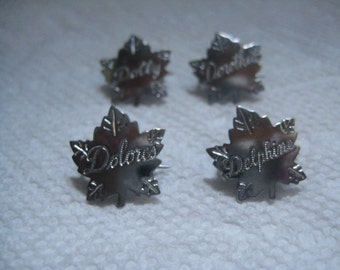 Liberty Silver Maple Leaf Name Pins Letter D