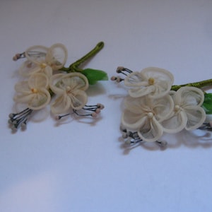 1950s Nylon Flower Boutonniere Ivory Color