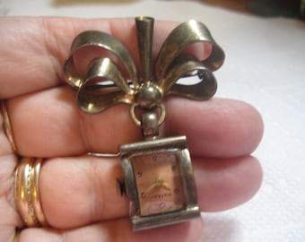 Antique  14KT Rose Gold over Sterling Tested WALKER Pin Watch Very Rare