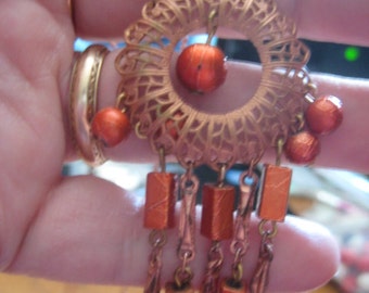 Copper Chain Neckace with Copper Filigree Drop and Copper Beads