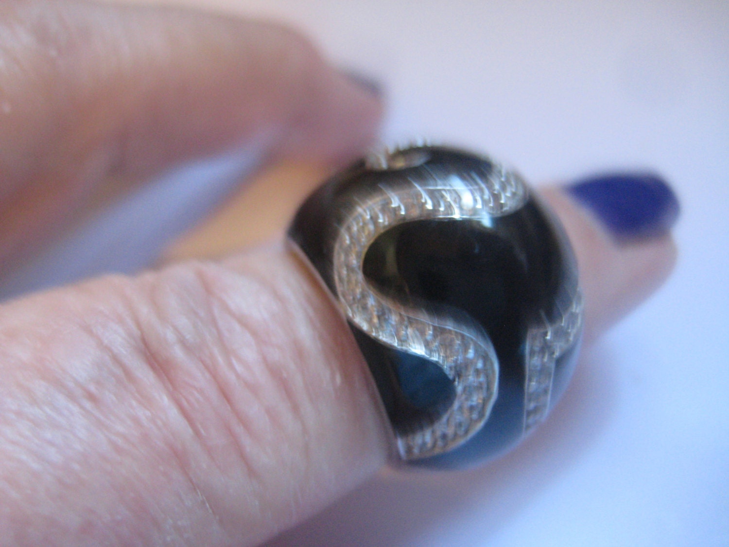 925 ADI THAI Cubic Zirconia and Enamel Domed Fashion or Statement Ring Etsy