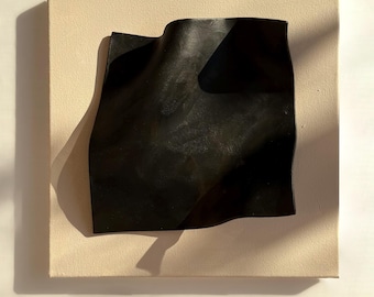 Minimalist Abstract Clay Wall Art Panel, Handmade Sculpture