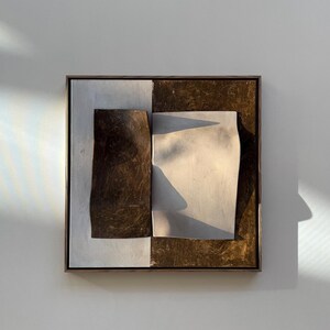 3D Clay Wall Art – Textured Abstract Minimalist Painting – Handmade Neutral Home Decor – Modern Geometric Wall Sculpture