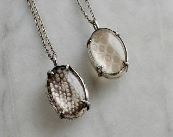 MED Snakeskin Looking Glass Pendant  |||  Real Glass Snake Shed Necklace