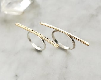 Minimal Brass and Sterling Silver Bar Ring  ||| multi finger horizontal line ring MADE TO ORDER