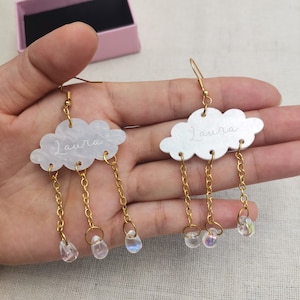 Personalized Name Earrings, Dangle Earrings, Acrylic Earrings, Clear Glass Teardrop Earrings, teardrop dangle earrings, Modern earrings