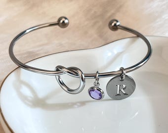 Silverknutarmband, present till henne, personliga bröllopspresenter, present till bästa vän, presenter till brudtärna, födelsedagspresent till syster, present till brudtärna