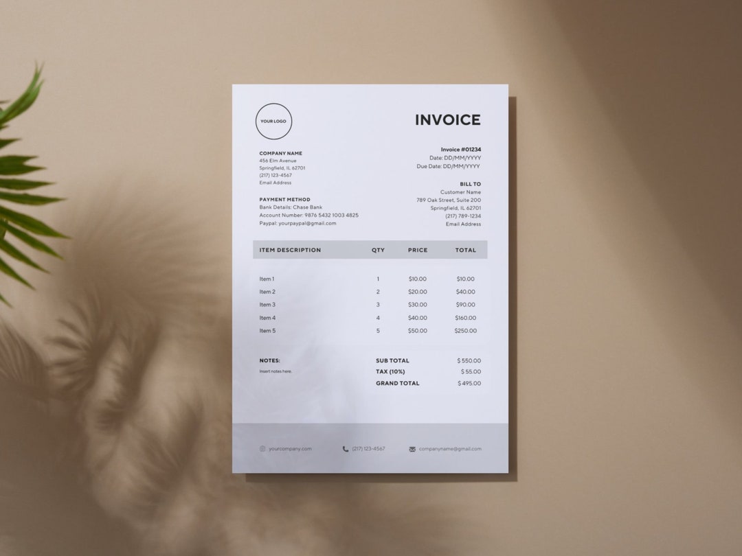 Simple Invoice Template for Small Business Owners Editable Canva ...