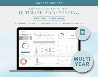 Simple Budget Super Easy to Use Bookkeeping Templates Bundle for Small Business Owners In Minimalist Style, Accounting Google Sheets