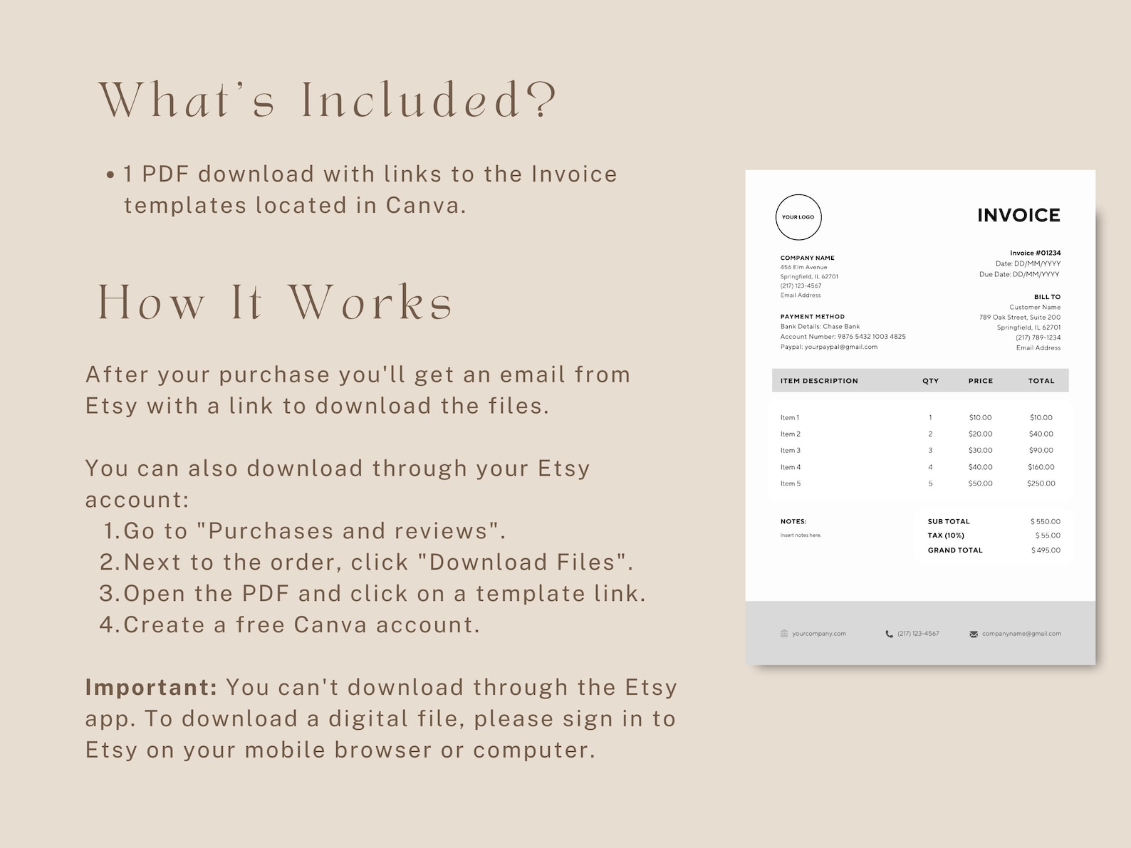 Simple Invoice Template for Small Business Owners Editable Canva ...