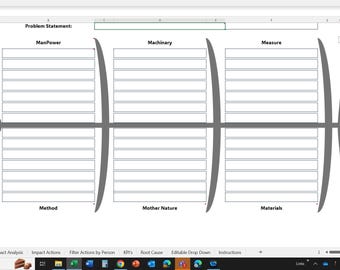 Double Pack SWOT analysis & Ishikawa fishbone Excel templates, Fully editable, 5 whys, Root Cause Analysis, Problem Solving - 2 Spreadsheets