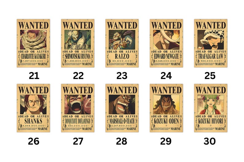 One Piece Posters One Piece Bounty Posters One Piece Wanted Posters
