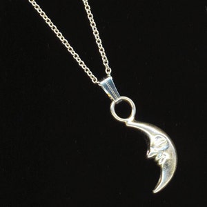 Vintage Sterling Silver 925 Marked Silver Moon Pendant Lunar New Year Love Half Moon Night Crescent Moon Necklace for Her by enchantedbeas image 2