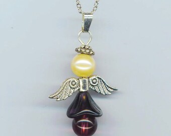 Purple Angel Pendant Holiday Angel Pendant, February Birthstone Pendant Communion Angel Necklace Mother's Day S. P.l Guardian Angel for Her