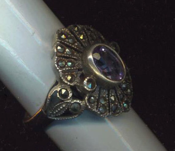 Vintage Sterling Silver Amethyst Ring Light Purpl… - image 3