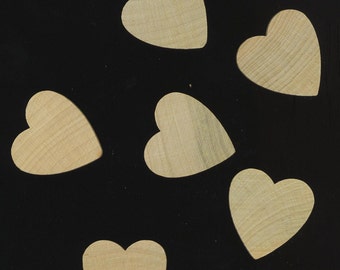 Wood Heart Flat Cabochons for your Crafts Unfinished Hardwood 30mm Lot of 9 hearts for valentine wedding crafting DESTASH by enchantedbeas
