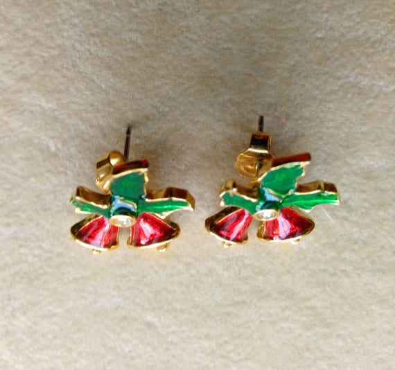 Vintage Avon Christmas Earrings Gold Plated Small Post Earrings