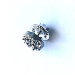 Round Tie Pin, Groom Tie Tack, Silver Round Druzy Silver Plated Blank, Father's Day Man/ Men in Black Lapel Pin 12mm diameter, Gift for Him