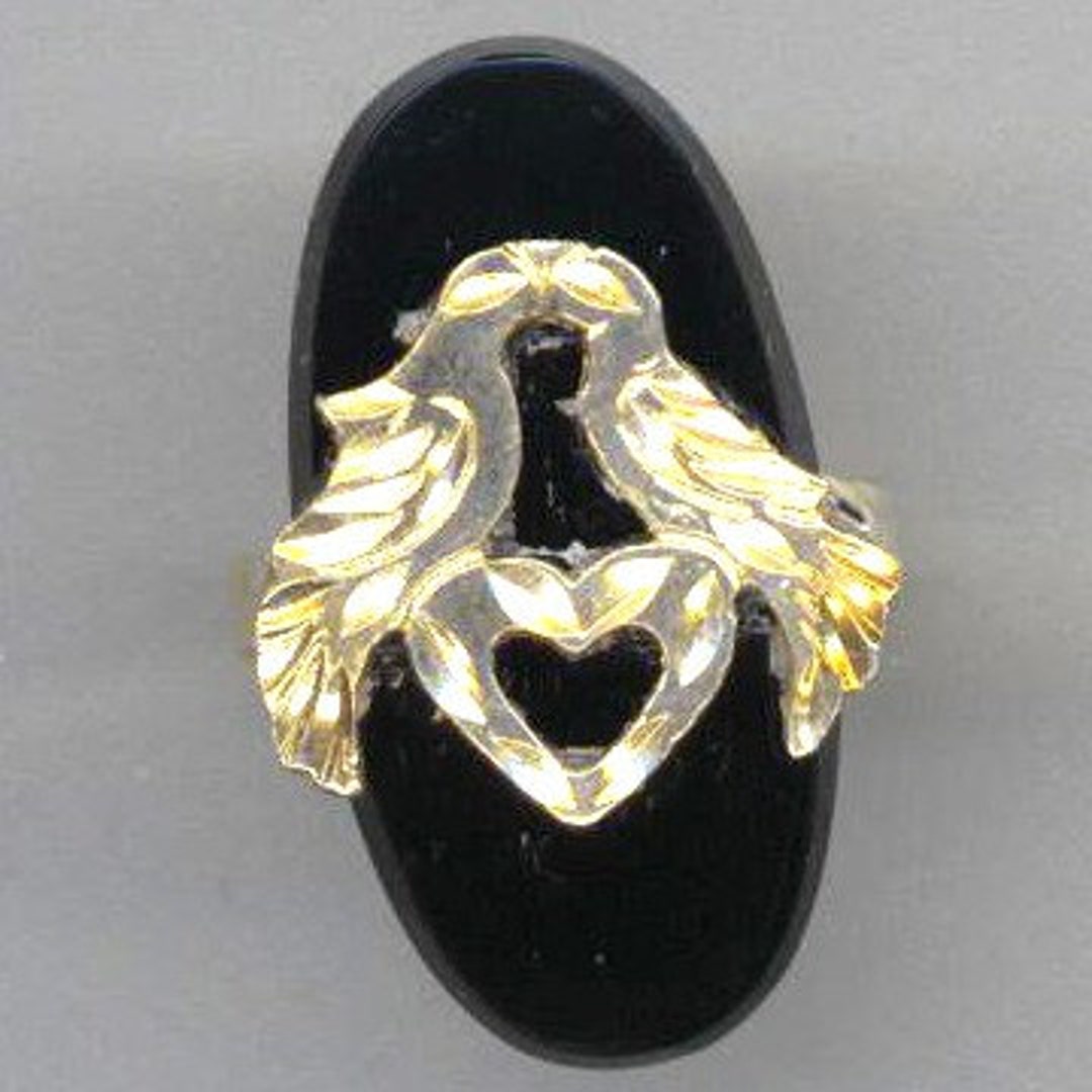 Sterling Silver Love Birds Statement Ring Adjustable Bird Ring Heart ...