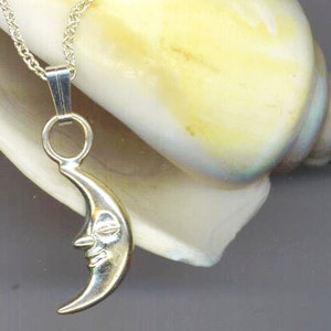 Vintage Sterling Silver 925 Marked Silver Moon Pendant Lunar New Year Love Half Moon Night Crescent Moon Necklace for Her by enchantedbeas image 3