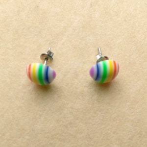 Summer Colorful Earrings Red Yellow Green Blue Post Earrings Rainbow Earrings Round Small Stud Minimalist Earrings for Her by enchantedbeads