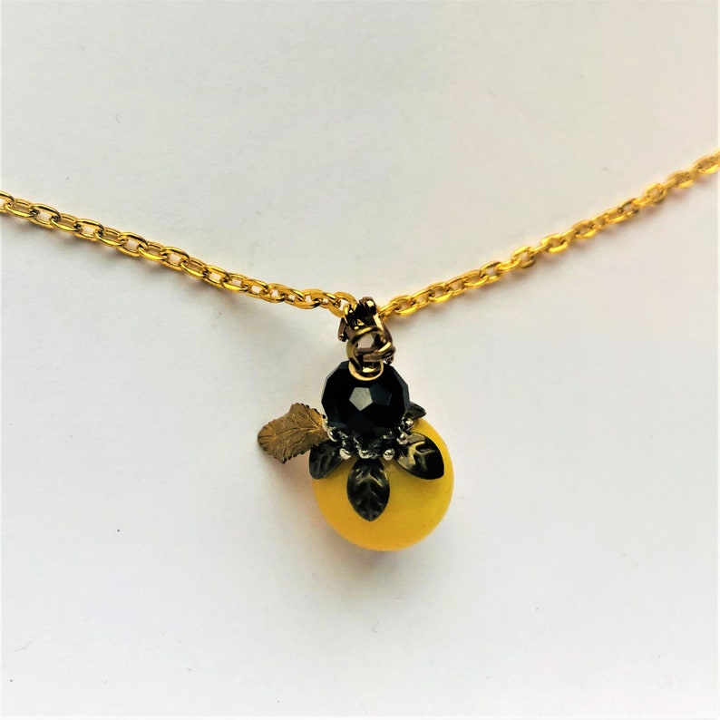 Bee Pendant Yellow Glass Bee Golden Wings Black Crystal Bead Necklace for Her Organic Honey Bee Keeping Pendant I'm a Bee by enchantedbeas image 4