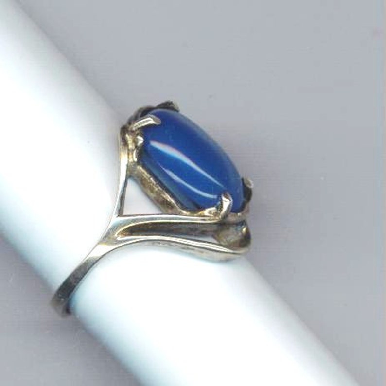 Vintage Sterling S. Deep Blue Stone Ring Marked925 - Etsy