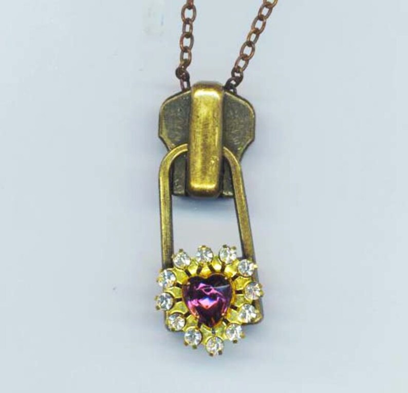 Metal Zipper Pendant . Large Zipper Women Necklace. Brass Etsy