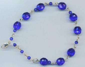 Crystal Bracelet Fire- polished Czech Crystals Royal Blue Bracelet Deep Blue Sapphire Magical Blue Nights Bracelet for Her by enchantedbeas