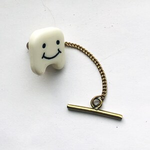 Smiley White Tooth Dentist Gift gold plated Dainty Dental Smiley Tooth Tie tack
