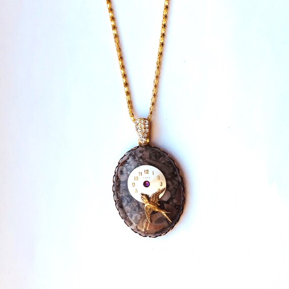 Leopard Skin Jasper Pendant Antique G. Pl. Frame Vintage Leopard Skin Jasper Pendant Antique G. Pl. Frame Vintage